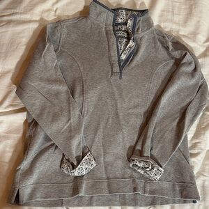 Orvis Gray Pullover with Floral Trim